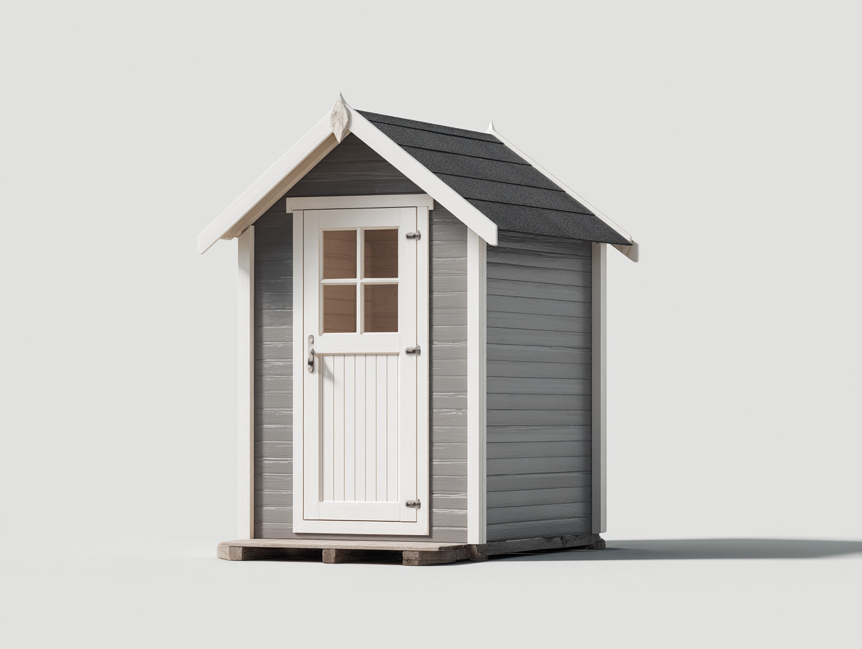 Gartenhaus Holz 160x120x210 cm Grau-Weiß - Satteldach Design - Für Garten Aufbewahrung-Pinegetpad