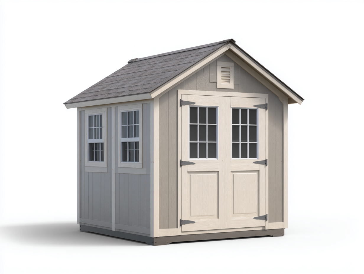 Gartenhaus Holz 230x190x215 cm - Beige-Grau - Geeignet für Garten Geräteschuppen - Klassisches Design-Pinegetpad