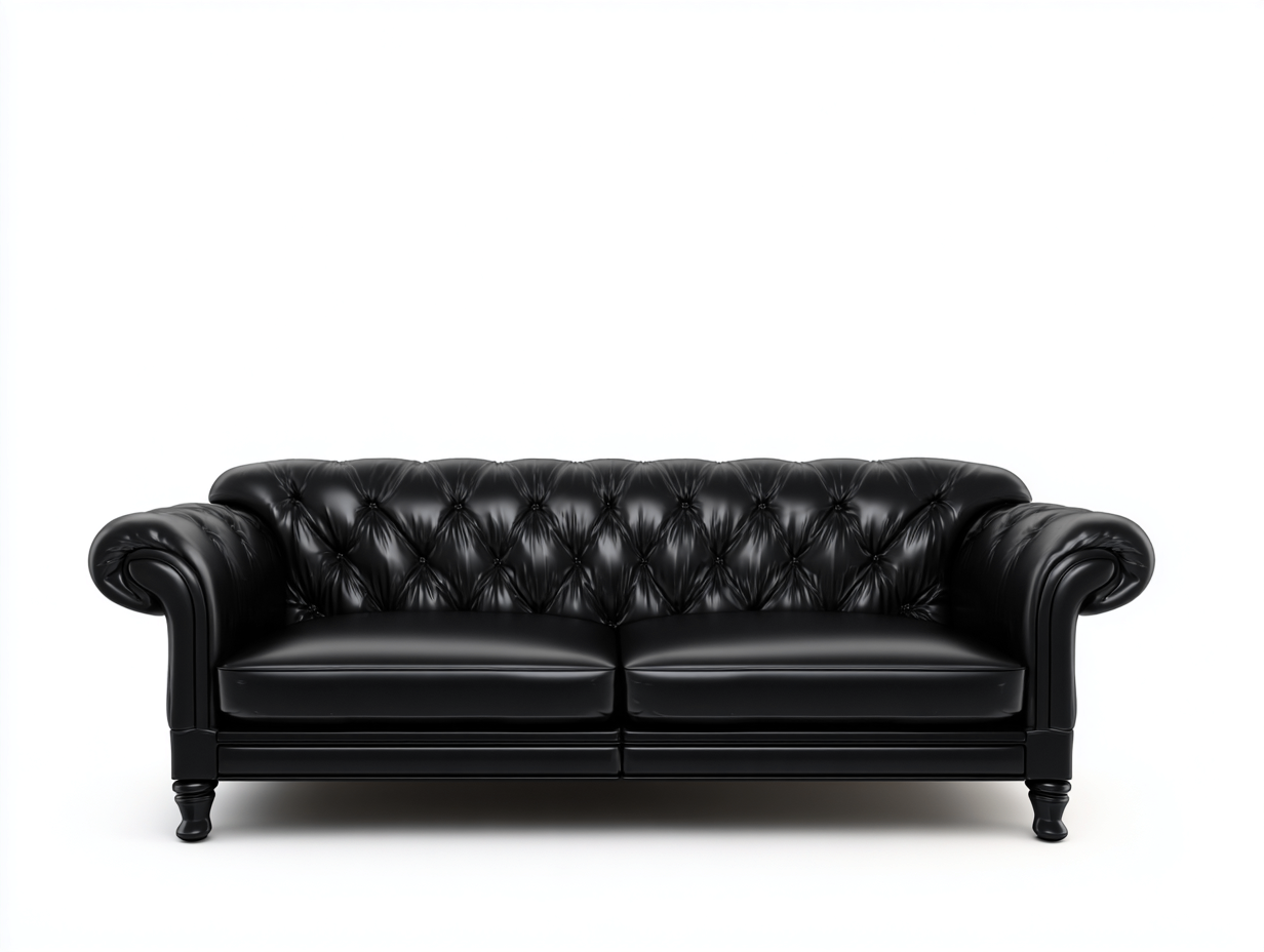Zweisitzer Sofa Kunstleder 185x90x80 cm - Schwarz - Geeignet für Wohnzimmer - Klassisches Chesterfield Design-Pinegetpad