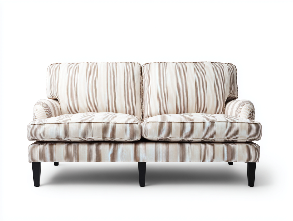 Zweisitzer Sofa Stoff 160x85x85 cm - Beige Gestreift - Geeignet für Wohnzimmer - Modernes Design-Pinegetpad