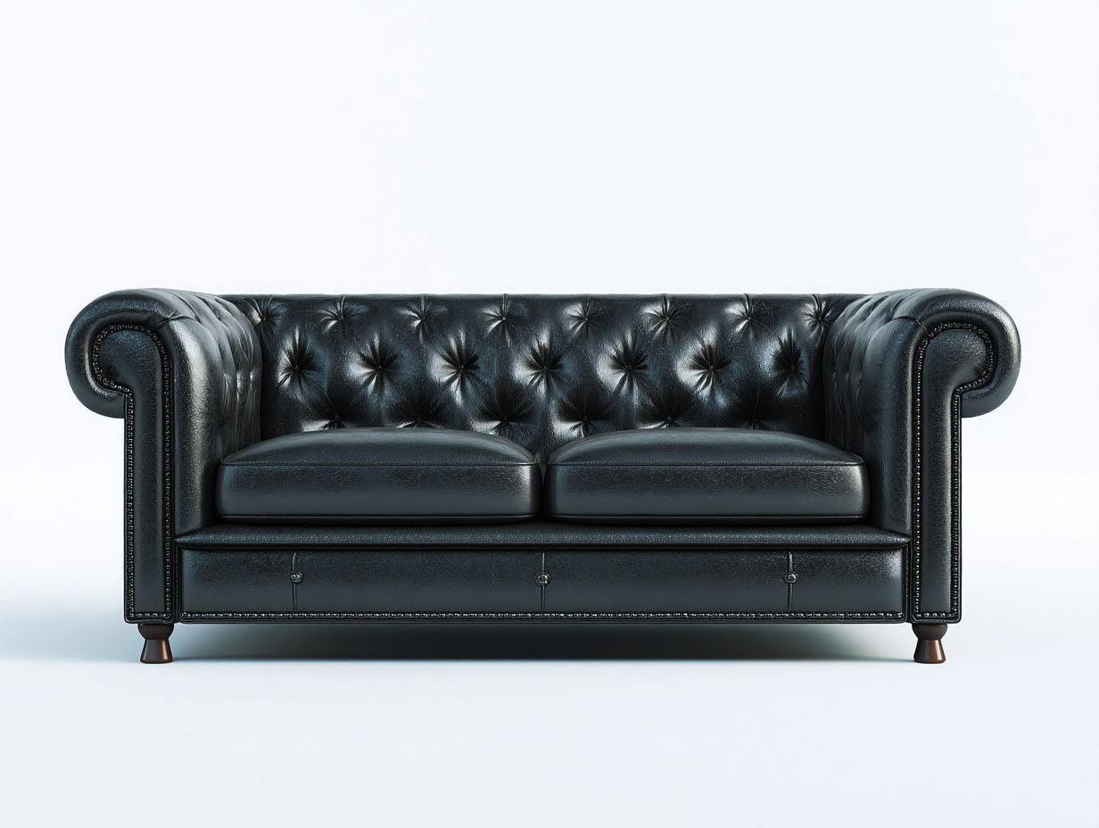 Zweisitzer Sofa Kunstleder 170x90x78 cm Schwarz - Chesterfield Design - Für Wohnzimmer-Pinegetpad