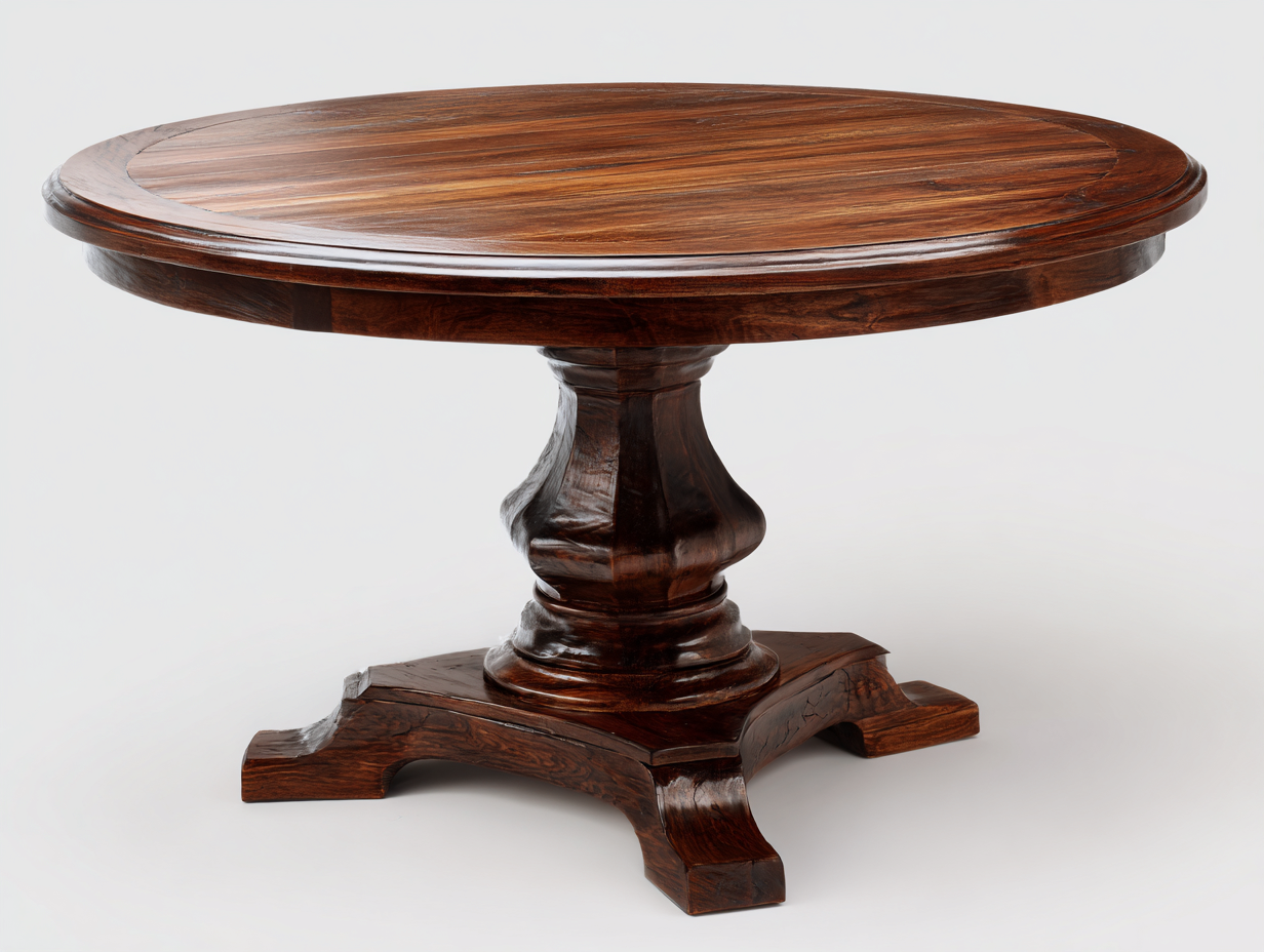 Gartentisch Holz Rund 120x120x75 cm Dunkelbraun - Klassisches Design - Für Garten und Terrasse-Pinegetpad