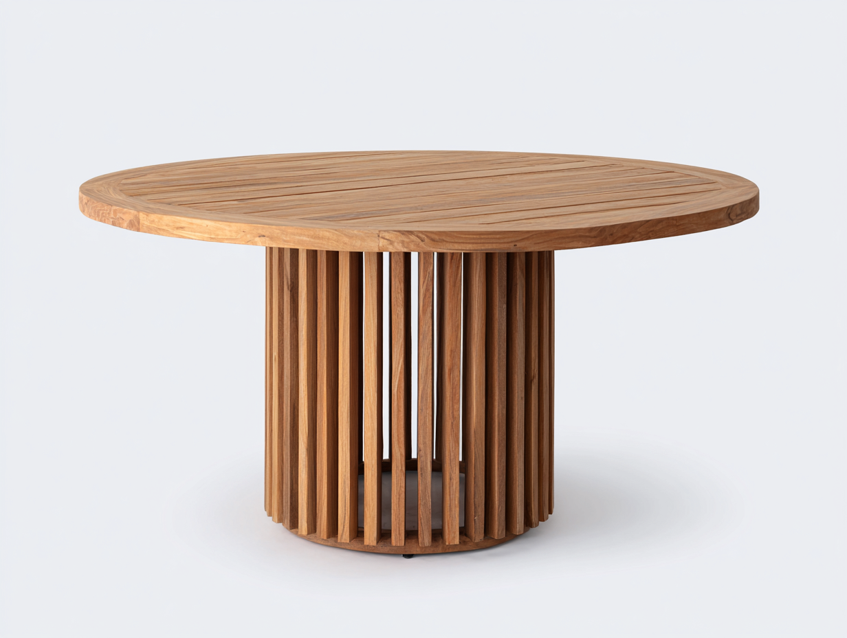 Gartentisch Holz Rund 130x130x75 cm Natur - Modernes Design - Für Garten und Terrasse-Pinegetpad