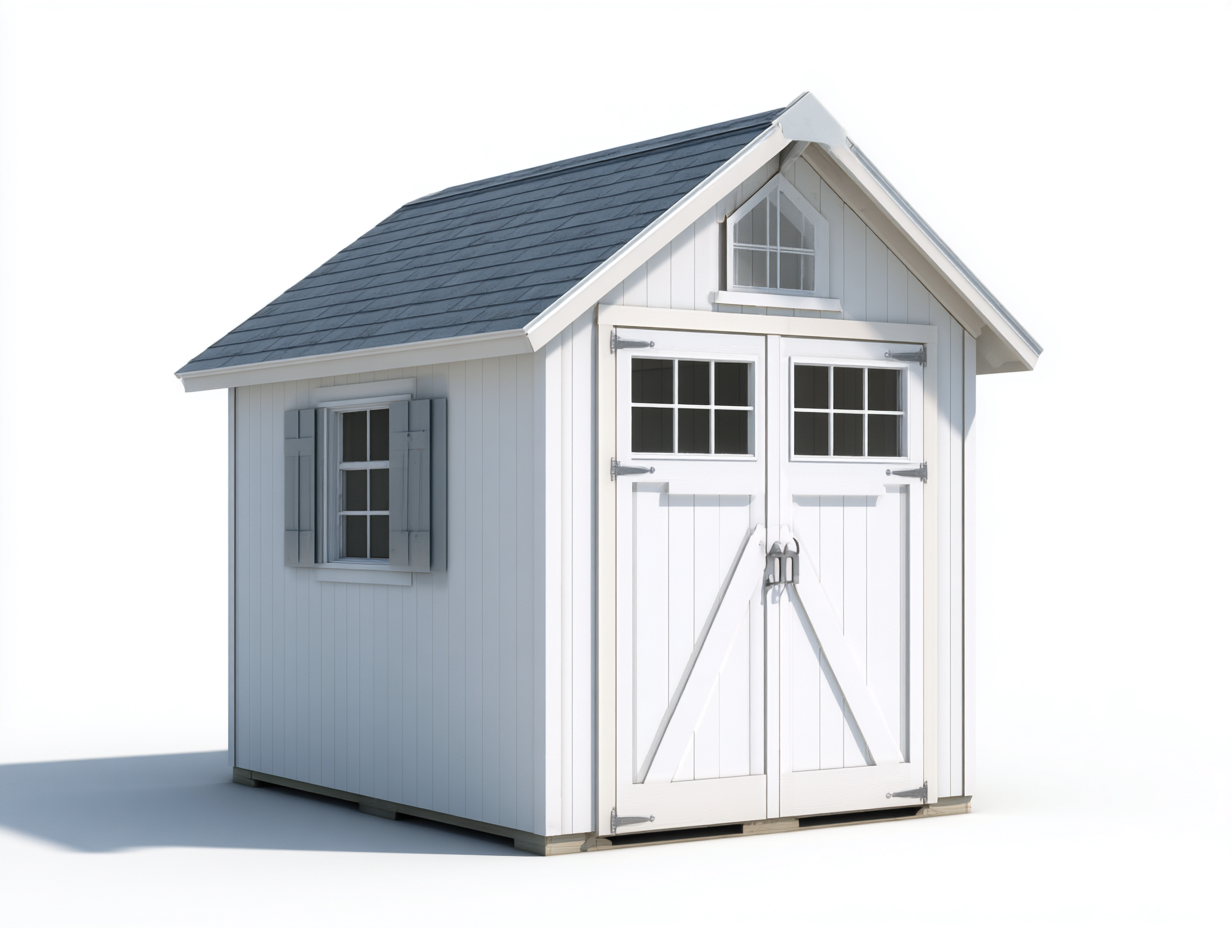 Gartenhaus Holz 220x180x210 cm - Weiß-Grau - Geeignet für Garten Geräteschuppen - Klassisches Design-Pinegetpad