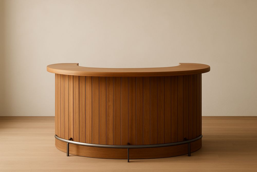 Barek półokrągły z drewna dębowego, brązowy, 150 × 75 × 110 cm