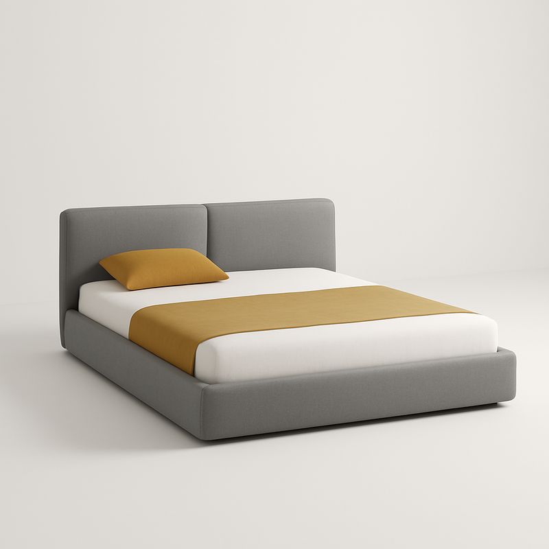 Łóżko podwójne tapicerowane szare 200x160 cm z tkaniny poliestrowej