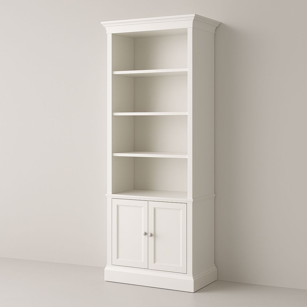 Biały regał książkowy MDF z drzwiami 200x80x30 cm