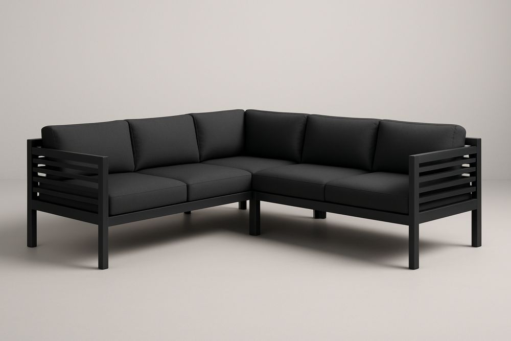 Narożnik ogrodowy aluminiowy czarny 4-osobowy