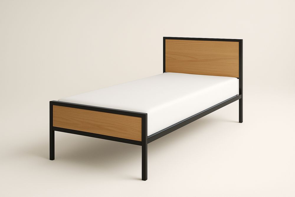 Łóżko stalowe z drewnianym wykończeniem 200x90(dł.×szer.) cm