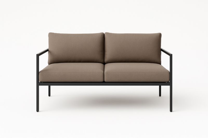 Sofa dwuosobowa metalowa rama poliester brązowa 120x70x75 cm