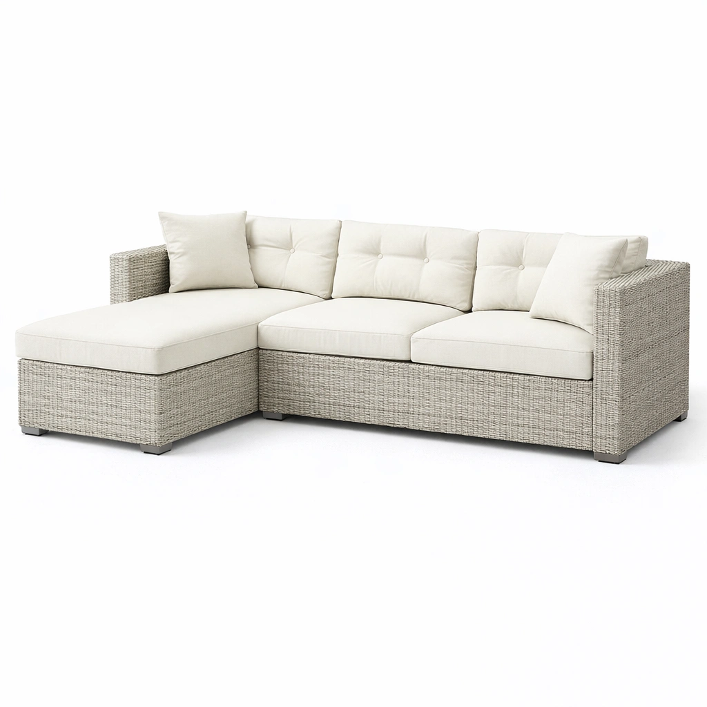 Canap angle rotin beige extrieur-drovalen