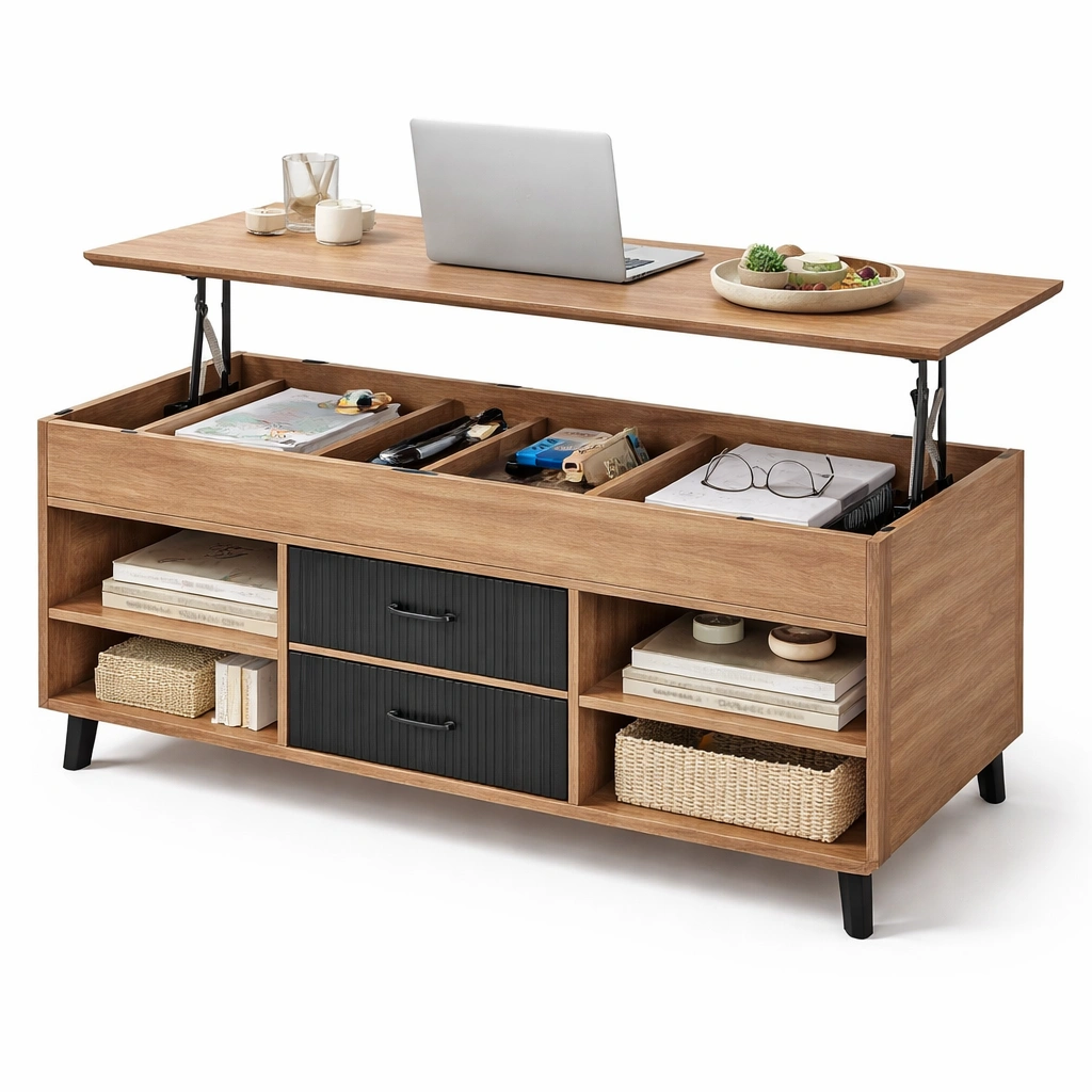 Table basse bois relevable rangement intgr-drovalen