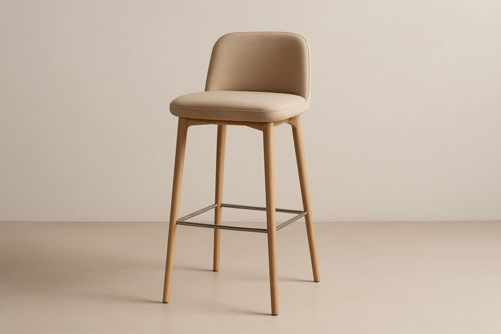 Krzesło Barowe Beżowe Dąb Poliester 105×45×75 cm