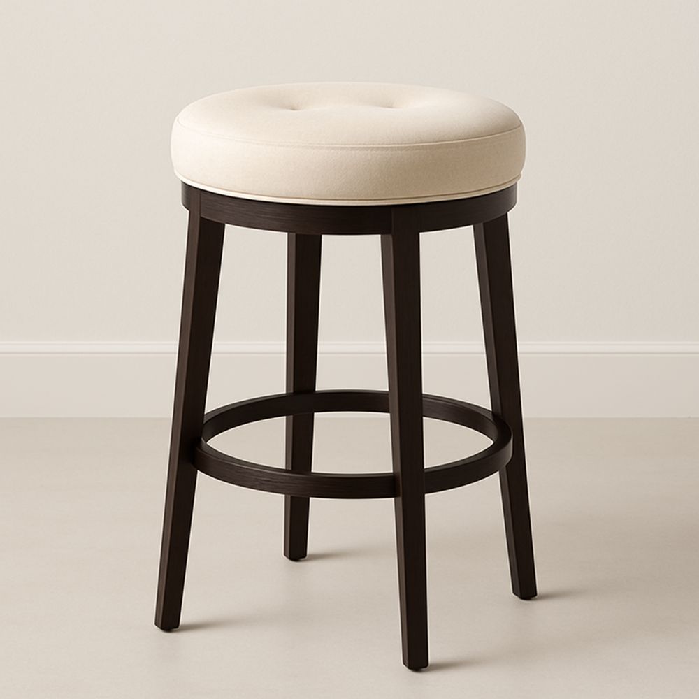 Stołek Barowy z Obiciem z Poliestru i Drewnianą Ramą 75 cm