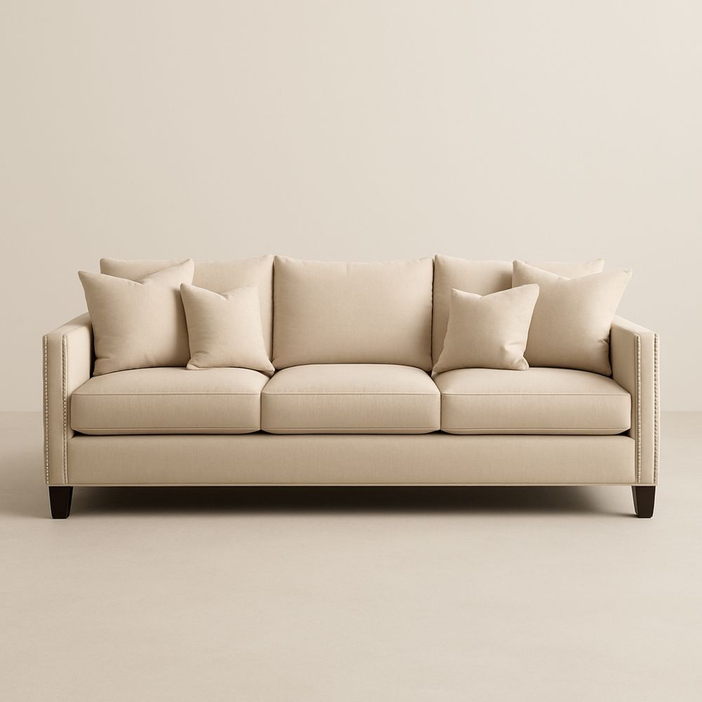 Beżowa sofa z tkaniny 3-osobowa