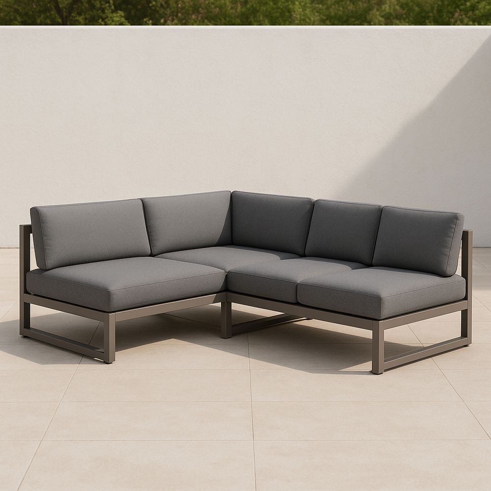 Narożnik ogrodowy aluminiowy z poliestrowymi poduszkami Szary 200x200x75 cm