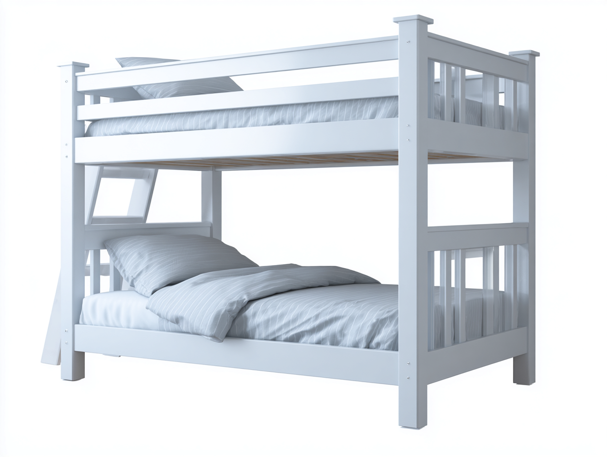 Lit superposé en bois-200x90x165 cm-blanc-chambre-style moderne