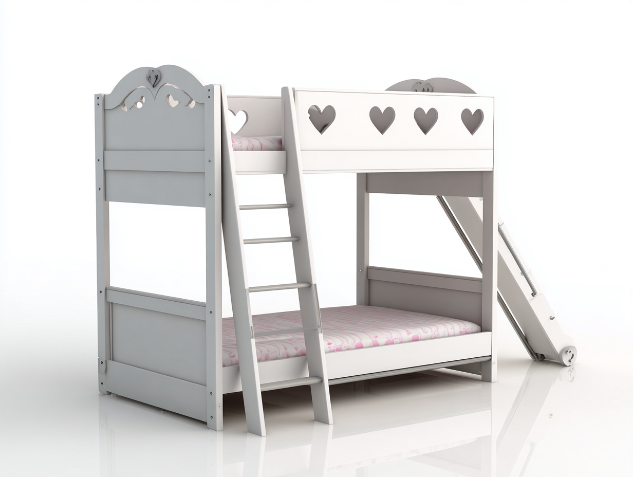 Lit superposé en bois avec toboggan-200x90x165 cm-blanc-chambre-style moderne