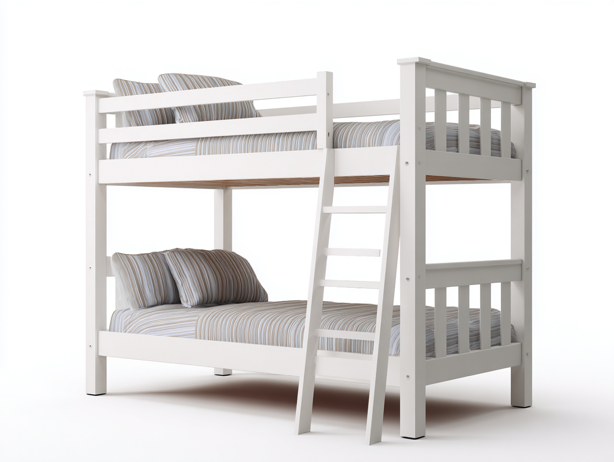 Lit superposé en bois-200x90x160 cm-blanc-chambre-style moderne