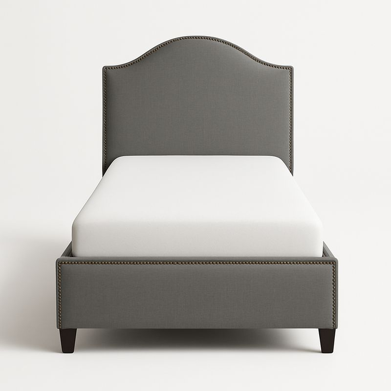 Pojedyncze łóżko z tkaniny szarej