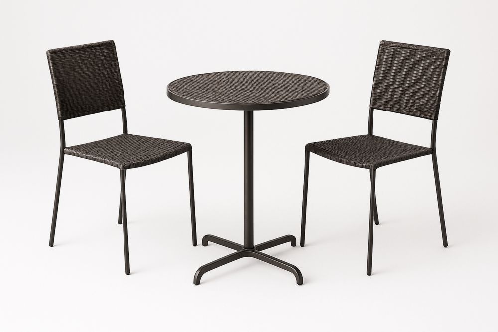 Zestaw mebli ogrodowych z rattanu i stali ciemnobrązowy