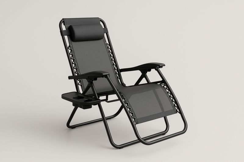 Składany leżak ogrodowy z poduszką Czarny