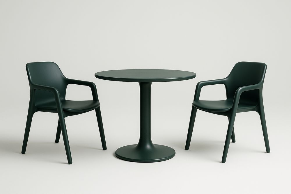 Zestaw mebli ogrodowych z plastiku stół i krzesła zielone