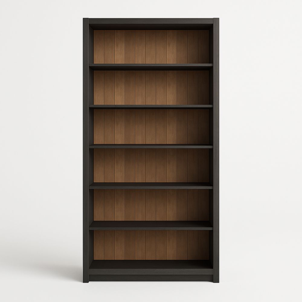 Regał prostokątny z płyty wiórowej, kolor Brązowy/Czarny, wymiary 200 cm x 90 cm x 30 cm