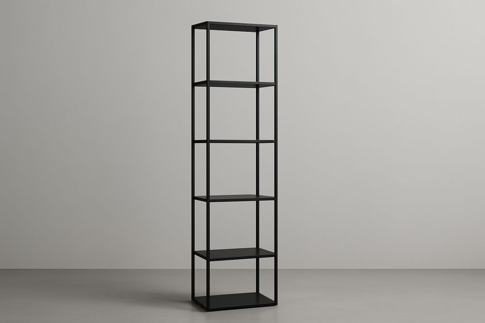Regał stalowy czarny z pięcioma półkami