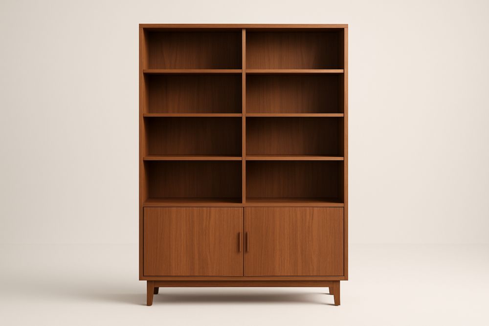 Regał drewniany prostokątny z półkami i szafkami z drewna dębowego 180cm x 120cm x 35cm(wys.×szer.×gł.)