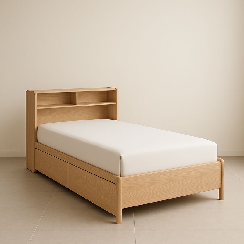 Łóżko pojedyncze z drewna bukowego, 210 x 100 x 95 cm