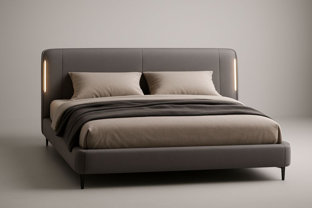 Łóżko tapicerowane szare z oświetleniem LED 200x160(dł.×szer.) cm