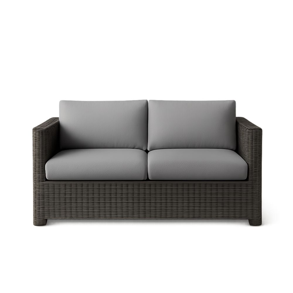 Sofa Dwuosobowa z Technorattanu Szaro-Czarna 180x90x75 cm