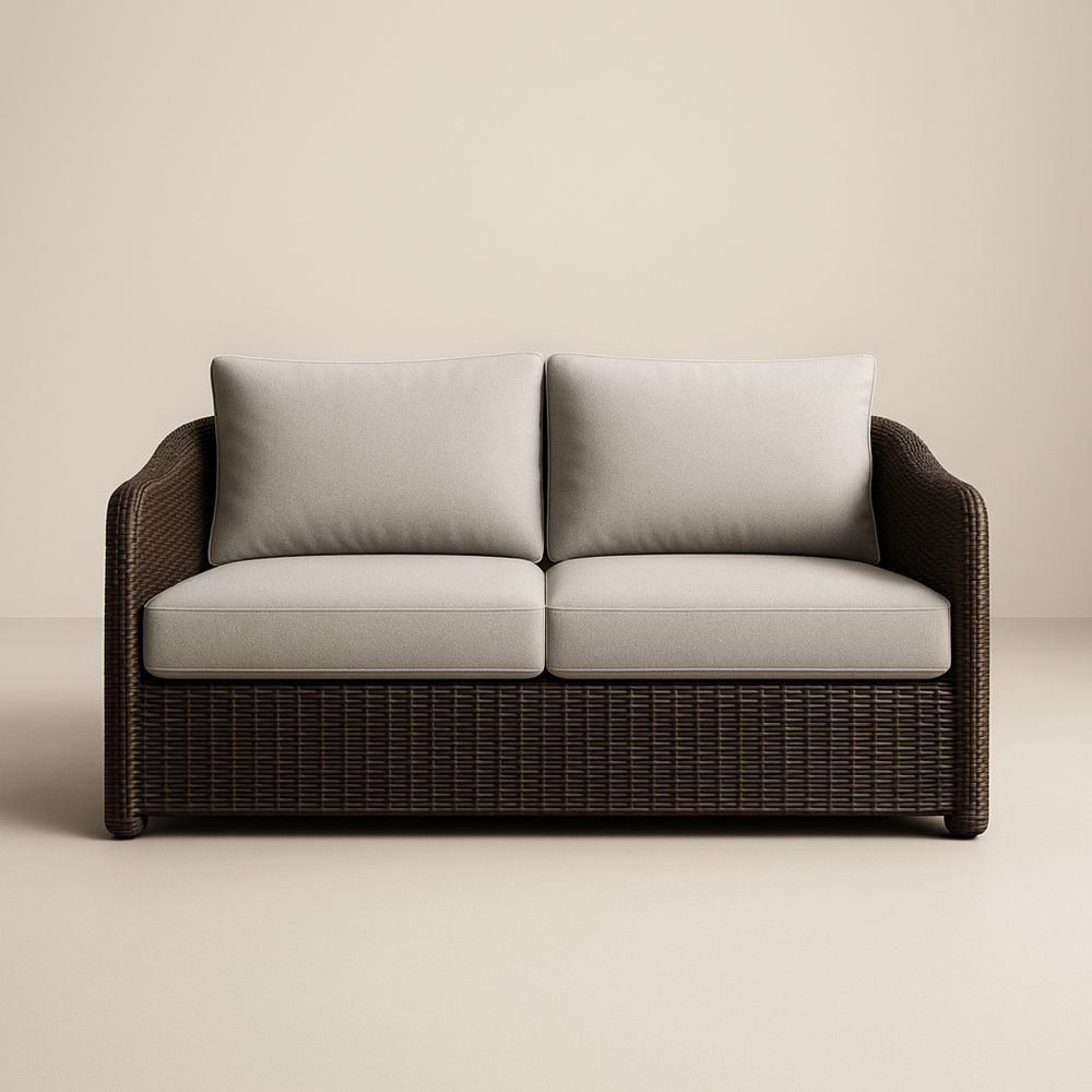 Sofa dwuosobowa z technorattanu z poduszkami