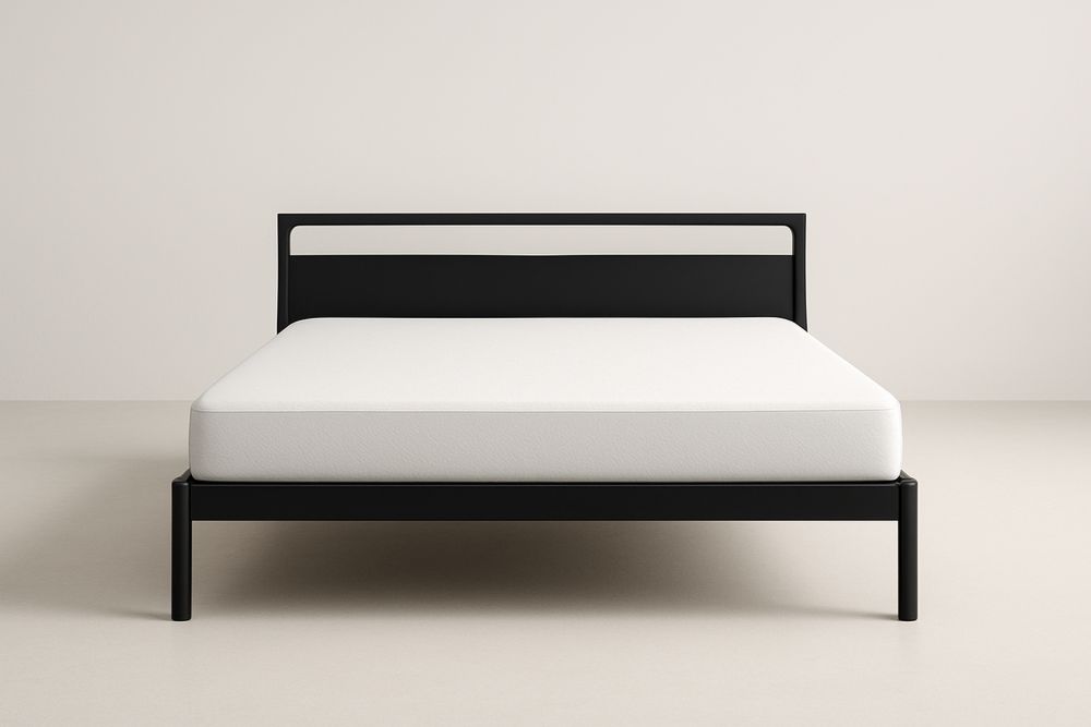 Łóżko stalowe czarne z materacem