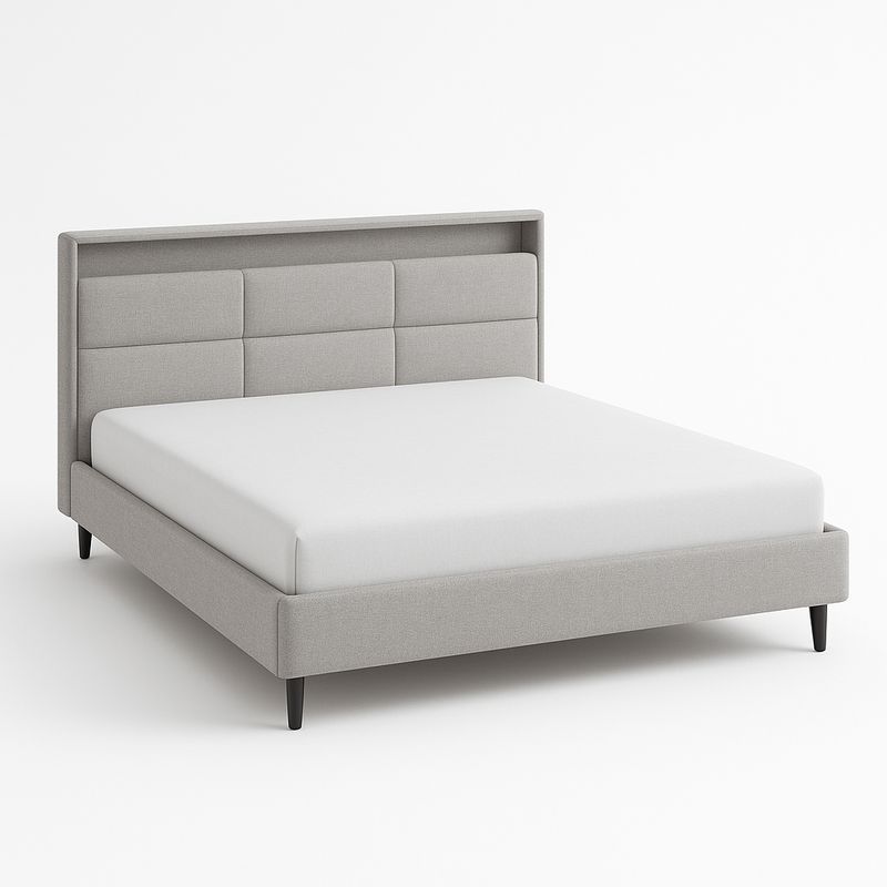 Łóżko tapicerowane poliestrowe szare 200x160 cm