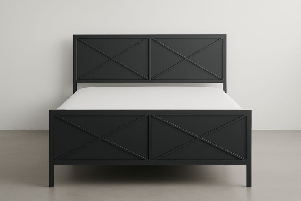 Łóżko stalowe stalowe czarne 200x160(dł.×szer.) cm