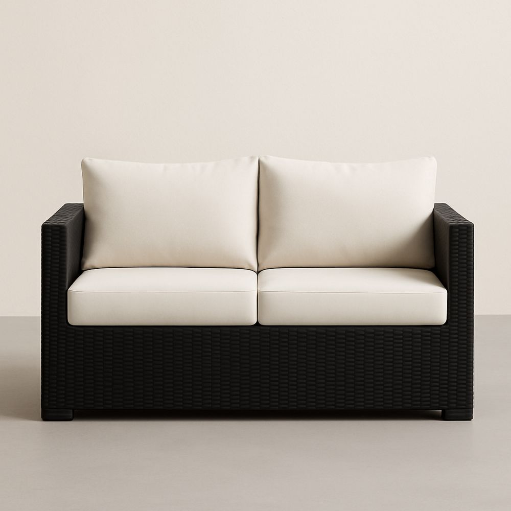 Sofa dwuosobowa z wikliny syntetycznej z poduszkami z poliestru 160 cm