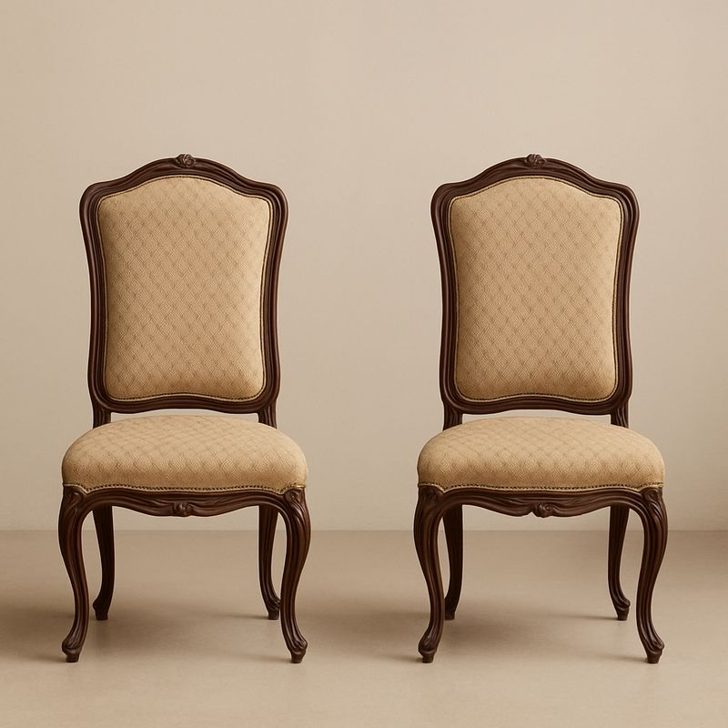 Zestaw krzeseł tapicerowanych drewno lite beżowe 48cm