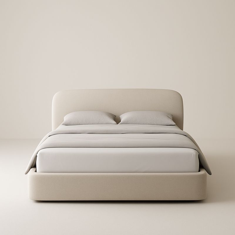 Łóżko tapicerowane beżowe tkanina 200x160 cm