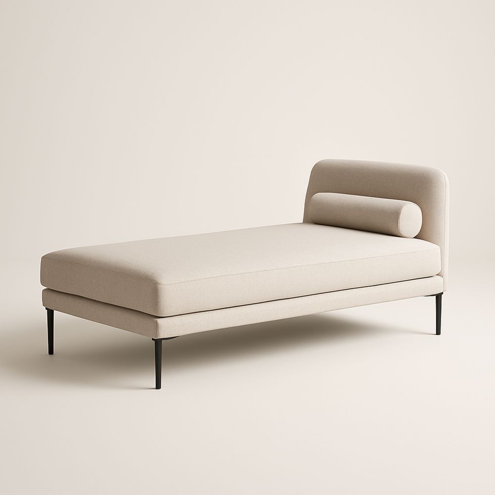 Szezlong tapicerowany tkanina poliester beżowy 200x90 cm