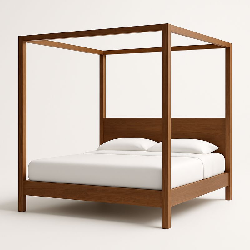 Drewniane łóżko z baldachimem 200x160 cm