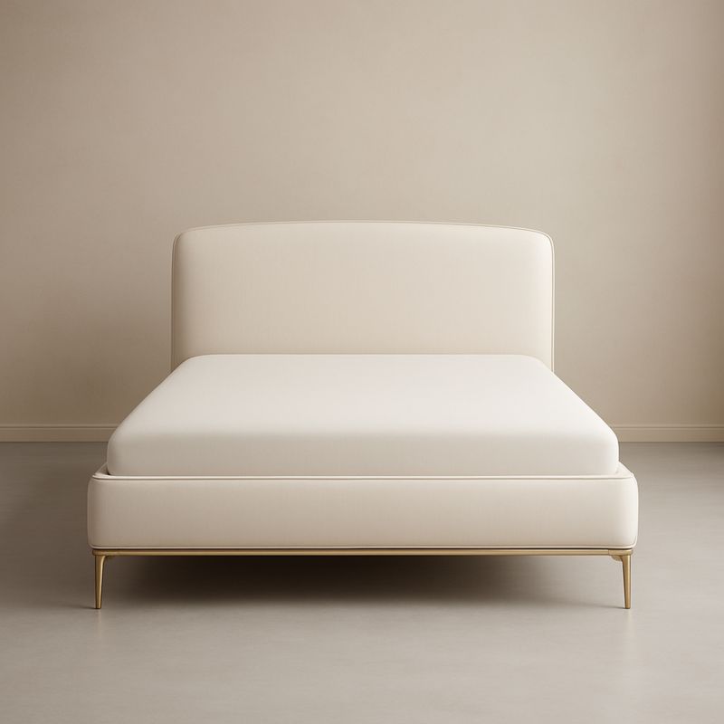 Łóżko tapicerowane kremowe metal 200x160 cm