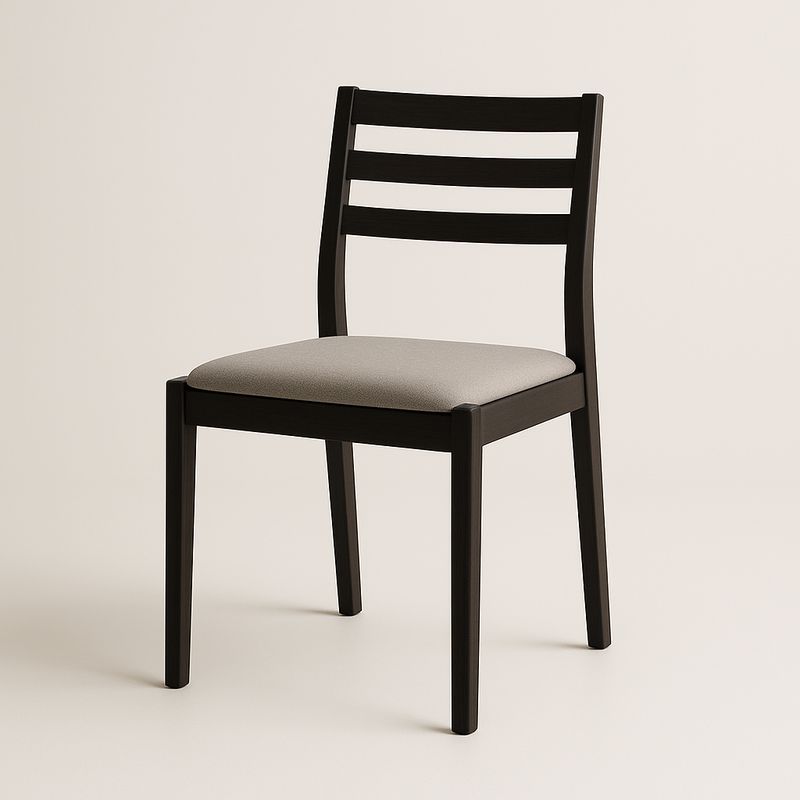 Krzesło drewniane czarne z poliestrowym szarym siedziskiem 45x40x80 cm