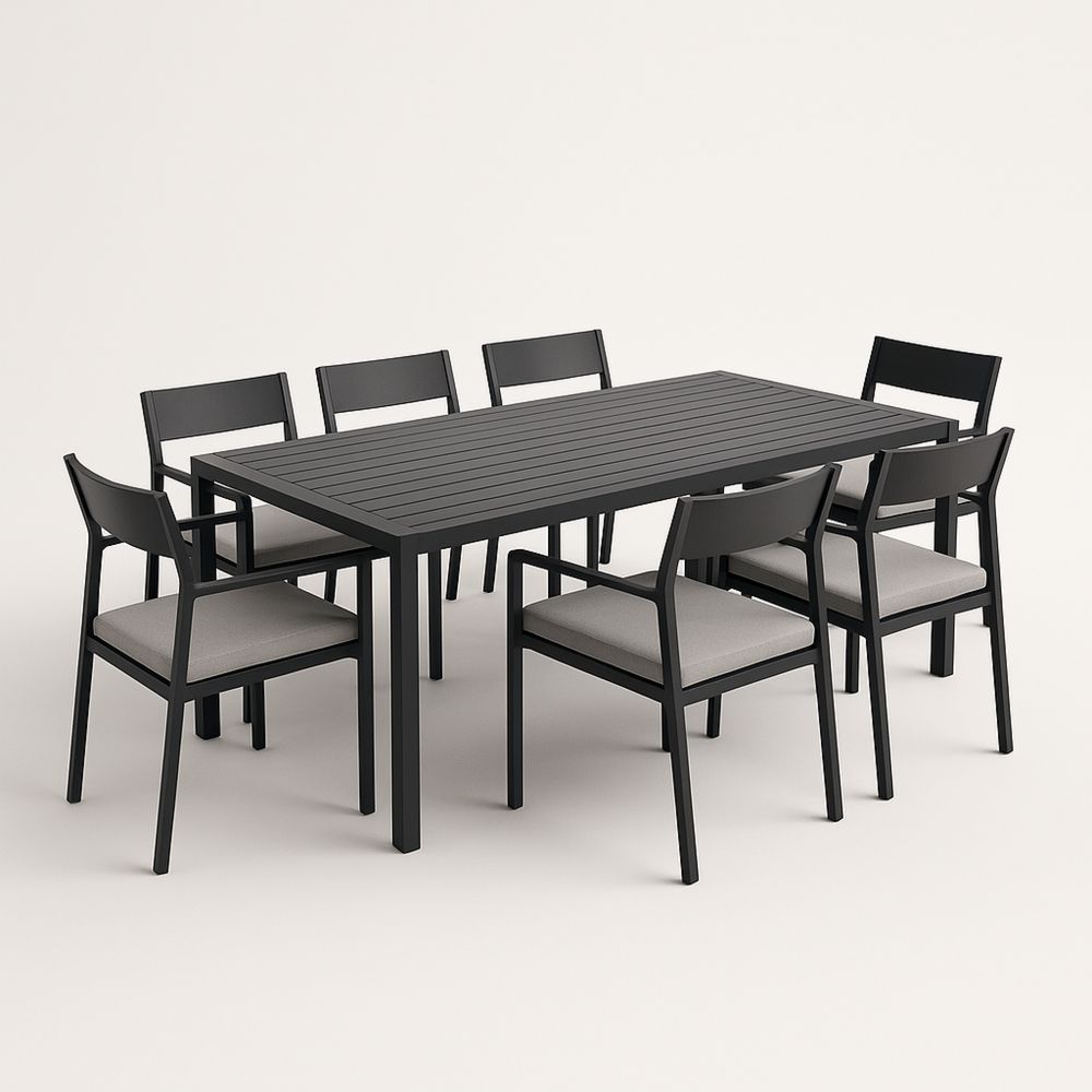 Zestaw ogrodowy stół metalowy z 7 krzesłami Czarny