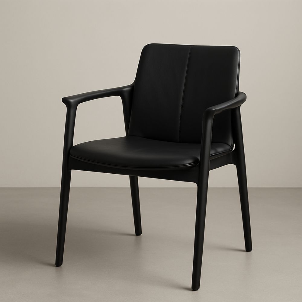 Krzesło z podłokietnikami czarne skórzane