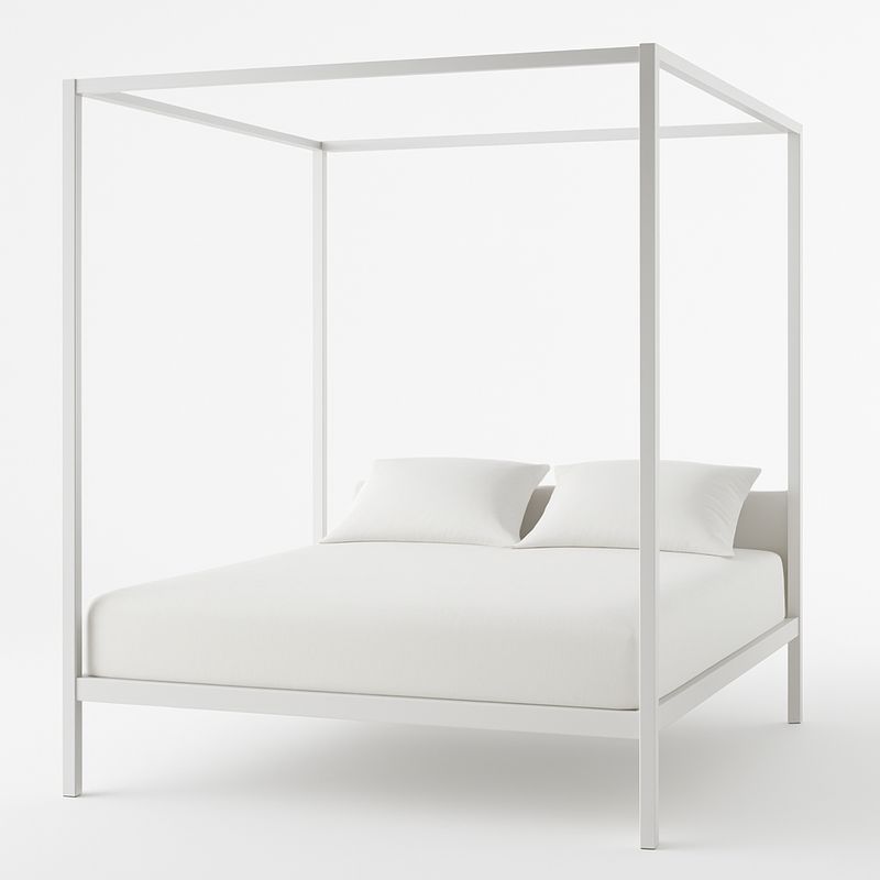 Łóżko metalowe z baldachimem, biały, 200x160x200 cm