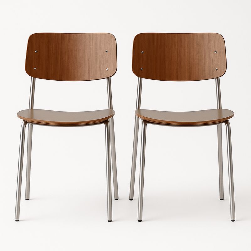 Krzesła zestaw 2 sztuki drewniane siedzisko stalowe nogi