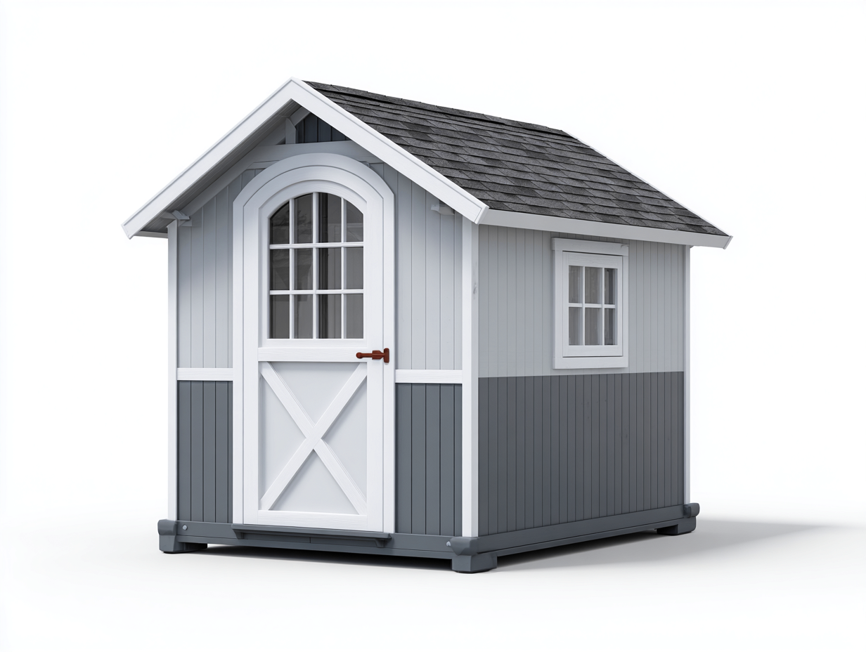 Gartenhaus Holz 220x180x230 cm Grau-Weiß - Satteldach Design - Für Garten Aufbewahrung-Cottauploft