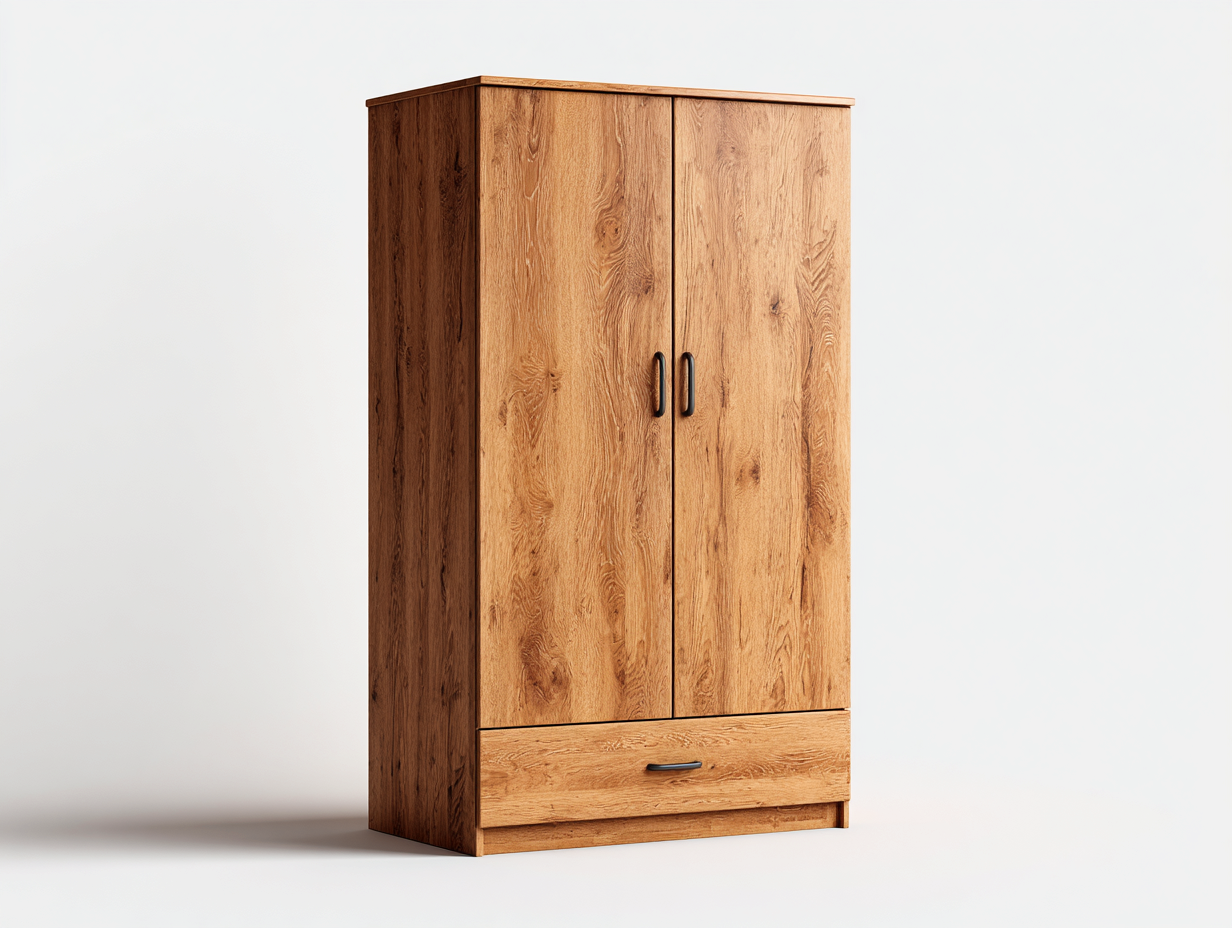 Kleiderschrank mit zwei Türen Holz 100x55x190 cm - Naturholz - Modernes Design geeignet für Schlafzimmer und Gästezimmer-Cottauploft